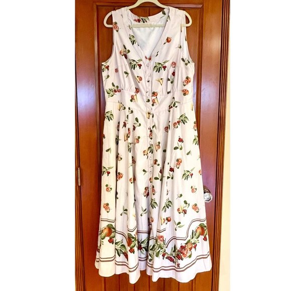 vintage Cherry Dress ~Sleeveless ~2x~Fit & Flare~Wayward Fancies - Picture 3 of 9